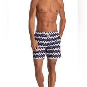 Trunks Blue and Orange Swim Trunks shorts with Elastic Waistband men’s large